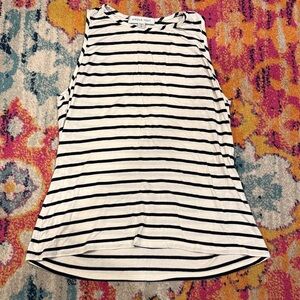 Amour Vert Black and White Striped Tank Top